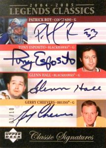 2004-05 Upper Deck Legends Classics Signatures #CS30 Gerry Cheevers Signed  Card – PSA NM-MT 8 on Goldin Auctions