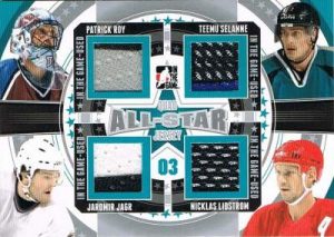 Game Used All Star Quad Roy, Jagr, Selanne, Lidstrom