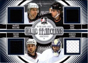 Game Used Quad Franchise Naslund, Linden, Bure, Luongo