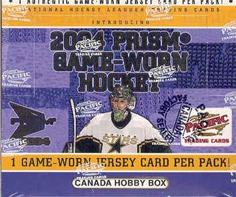 2004 PACIFIC PRIZM Jarome Iginla GAME-WORN JERSEY CARD /1185 - Sports Cards  » Hockey Card Singles » Retro Hockey Cards - Atlas Collectables