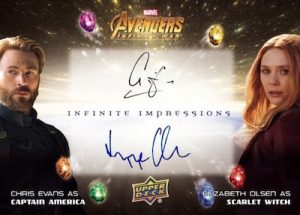 Infinite Impressions Dual Auto Chris Evans as Captail America, Elizabeth Olsen as Scarlet Witch