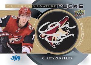 Signature Pucks Team Logo Clayton Keller