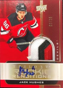 Rookie Renditions Gold Foil Auto Patch Jack Hughes