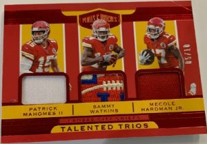 Talented Trios Relics Patrick Mahomes II, Sammy Watkins, Mecole Hardman Jr