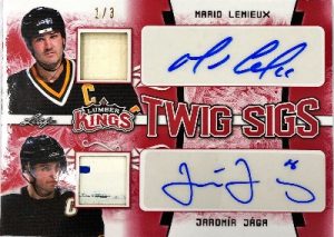 Dual Twig Sigs Auto Red Mario Lemieux, Jaromir Jagr