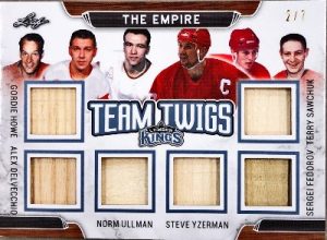 Team Twigs Relics Platinum Goride Howe, Alex Delvecchio, Norm Ullman, Steve Yzerman, Sergei Fedorov, Terry Sawchuck