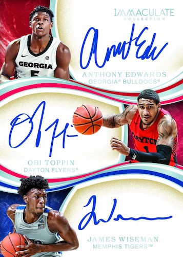 Immaculate Trios Auto Anthony Edwards, James Wiseman, Obi Toppin