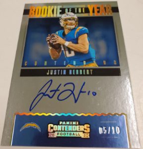 Rookie of the Year Contenders Auto RPS Gold Justin Herbert