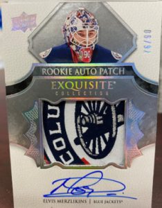 2019-20 Exquisite Collection Rookie Auto Patch Elvis Merzlikins