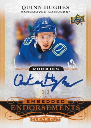 Embedded Endorsements Rookie Auto Quinn Hughes MOCK UP