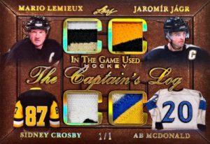 The Captain's Log Relics Gold Mario Lemieux, Jaromir Jagr, Sidney Crosby, Ab McDonald