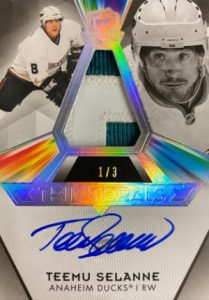 Trilaterals Black Foil Patch Auto Teemu Selanne