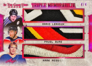 Triple Memorabilia Purple Mario Lemieux, Pavel Bure, Mark Messier