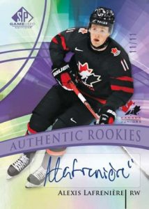 Base Uniform #'d Auto Authentic Rookies Team Canada Alexis Lafreniere MOCK UP