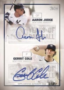 70 Years of Baseball Dual Autograph Aaron Judge, Gerrit Cole MOCK UP