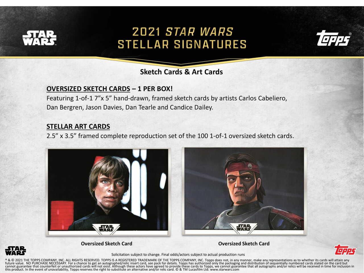 2021 Topps Star Wars Stellar Signatures - Entertainment Card Checklist