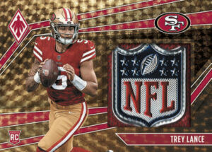 Rookie Jumbo Memorabilia Gold Vinyl NFL Shield Trey Lance MOCK UP