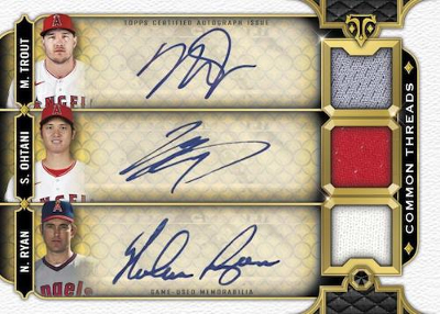 Common Threads Three Player Triple Auto Relic Shohei Ohtani, Mike Trout, Nolan Ryan MOCK UP