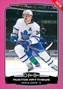 Base Neon Pink Bordered Auston Matthews MOCK UP