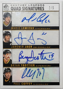 Century Legends Quad Signatures Mario Lemieux, Jaromir Jagr; Bryan Trottier, Paul Coffey