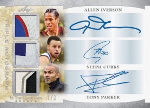 In The Game Used Triple Auto Stephen Curry, Allen Iverson, Tony Parker ...