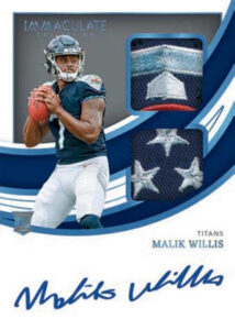 Immaculate Signature Patches Rookie Platinum Malik Willis MOCK UP