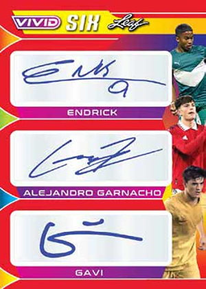 Vivid Six Auto Red Front Endrick, Alejandro Garnacho, Gavi MOCK UP