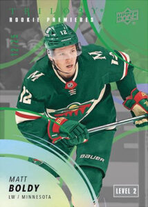 Rookie Premieres Uncommon Rookies Level 2 Green Matt Boldy MOCK UP