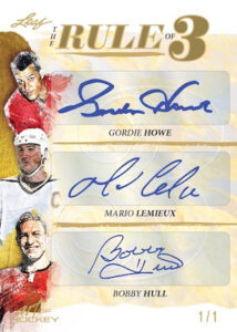 Rule of 3 Gold Spectrum HoloFoil Auto Gordie Howe, Mario Lemieux, Bobby Hull MOCK UP