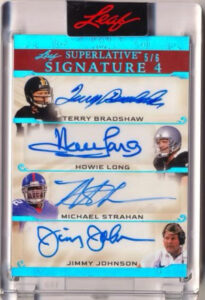 Signature 4 Platinum Spectrum Holofoil Terry Bradshaw, Howie Long, Michael Strahan, Jimmy Johnson