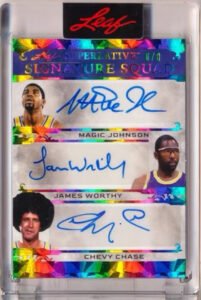 Signature Squads Triple Auto Magic Johnson, Chevy Chase, James Worthy