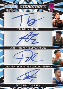 Vibrance Signatures 4 Quad Auto Trae Young, Giannis Antetokounmpo, Anthony Edwards, Steph Curry MOCK UP