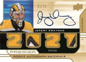 2021 Premier Rookie Auto Patch Jeremy Swayman MOCK UP