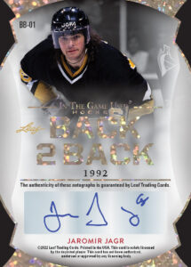 Back 2 Back Auto Back Jaromir Jagr MOCK UP