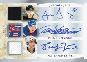 In The Game Used Triple Auto Jaromir Jagr, Reemu Selanne, Pat Lafontaine MOCK UP