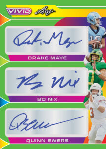 Colorful Trios Auto Drake Maye, Bo Nix, Quinn Ewers MOCK UP