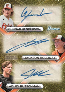 Triple Refractor Auto Canary Diamond Gunnar Henderson, Jackson Holliday, Adley Rutschman MOCK UP