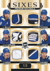 Cup Sixes Patch Premium JT Miller, Elias Pettersson, Conor Garland, Brock Boeser, Bo Horvat, Quinn Hughes MOCK UP