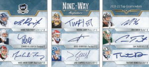 Nine Way Signature Booklet Andrei Vasilevskiy, Connor Hellebuyck, Marc-Andre Fleury, Tristan Jarry, Sergei Bobrovsky, Jack Campbell, John Gibson, Cam Talbot, Thatcher Demko MOCK UP