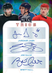 Metal Trios Auto Jaromir Jagr, Joe Sakic, Brett Hull MOCK UP