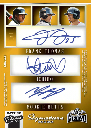 Signature Batting Champs Gold Back Frank Thomas, Ichiro, Mookie Betts MOCK UP