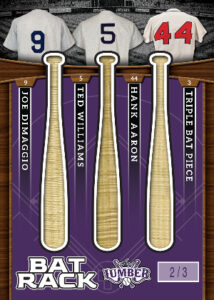 Bat Rack 3 Purple Joe DiMaggio, Red Williams, Hank Aaron MOCK UP