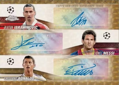 Chrome Triple Auto SuperFractor Zlatan Ibrahimovic, Lionel Messi, Cristiano Ronaldo MOCK UP