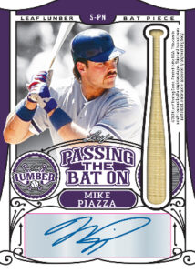 Passing the Bat On Purple Back Mike Piazza MOCK UP