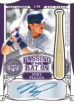 Passing the Bat On Purple Back Mike Piazza MOCK UP