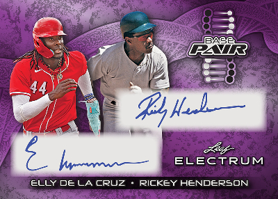 Base Pair Auto Elly de la Cruz, Rickey Henderson MOCK UP