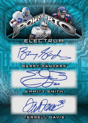 Power Trio Blue Barry Sanders, Emmitt Smith, Terrell Davis MOCK UP