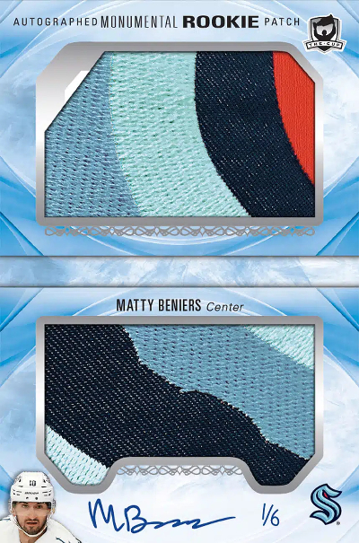 Autographed Monumental Rookie Patch Booklets Matty Beniers MOCK UP