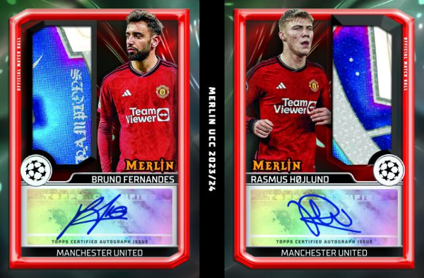 Merlin's Match Ball Signatures Jumbo Book Bruno Fernandes, Rasmus Hojlund MOCK UP