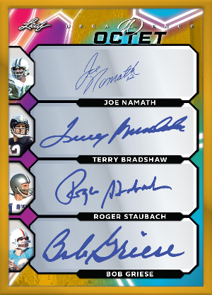 Octet Ink Painting Gold Front Joe Namath, Terry Bradshaw, Roger Staubach, Bob Griese MOCK UP